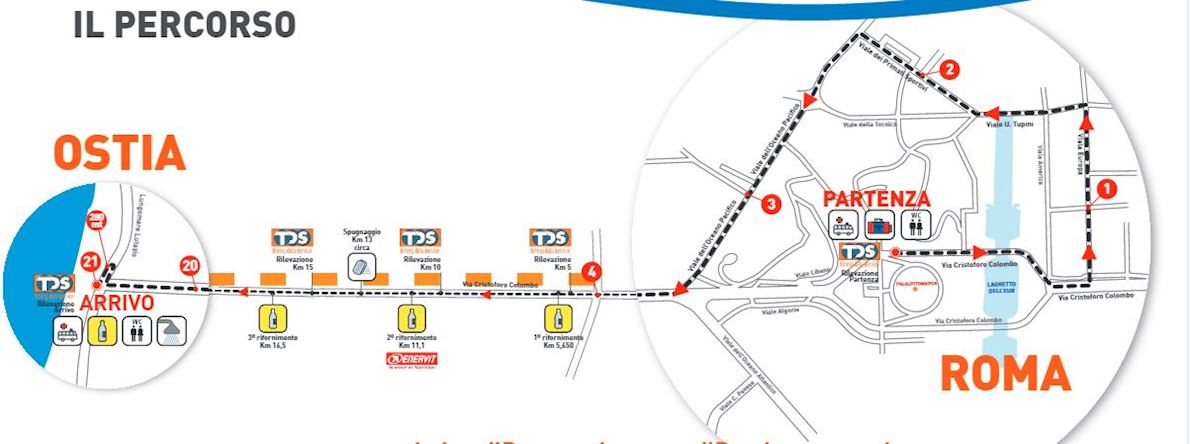 Roma-Ostia Half Marathon Mappa del percorso