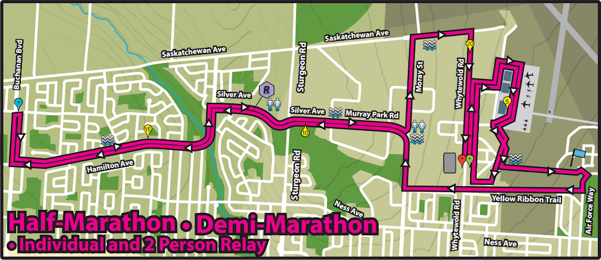 Royal Canadian Air Force Run (RCAF Run) Route Map