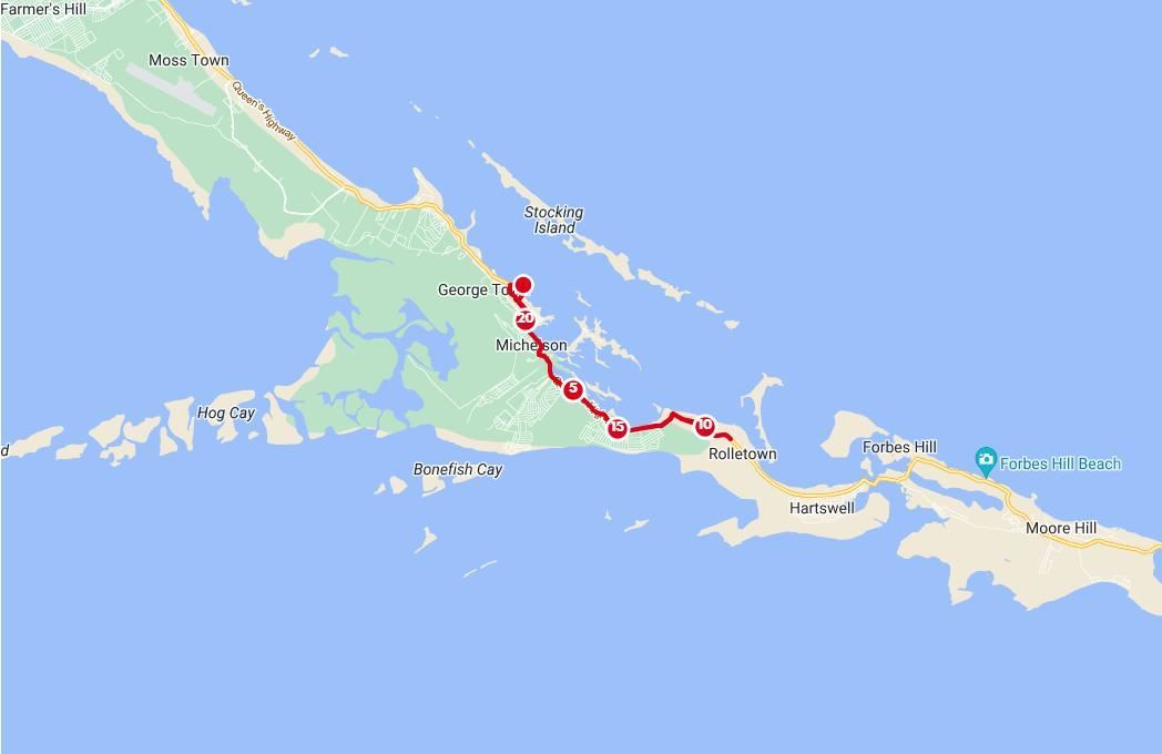 Run For Pompey - Exuma Half Marathon Route Map