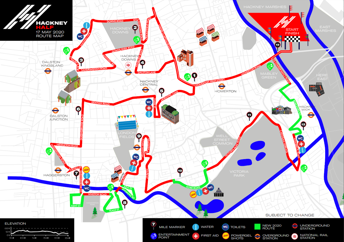 Hackney Half Marathon MAPA DEL RECORRIDO DE