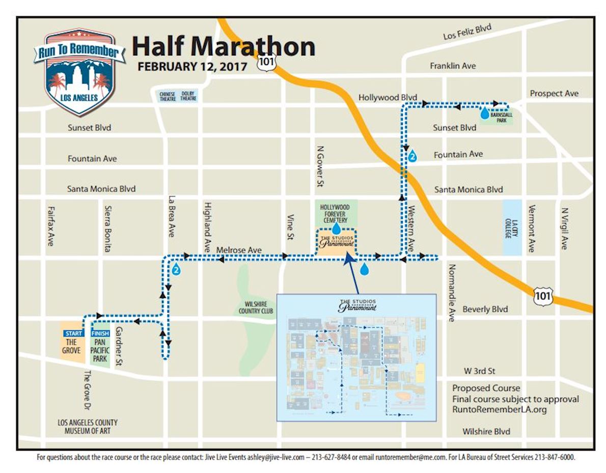 Run To Remember Los Angeles Mappa del percorso