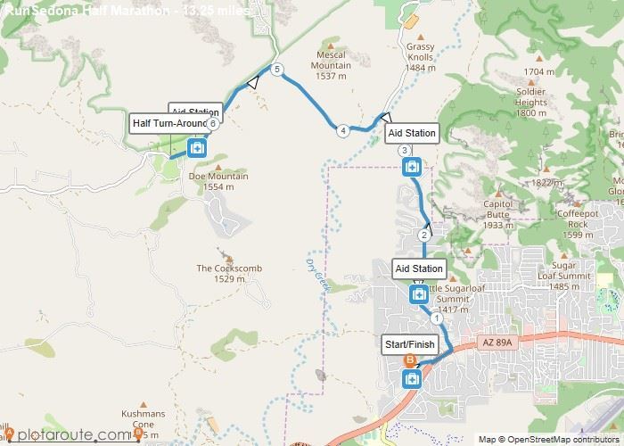 RunSedona Half Marathon, 10k, 5k 路线图
