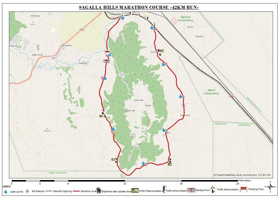 Sagalla Hills Marathon MAPA DEL RECORRIDO DE