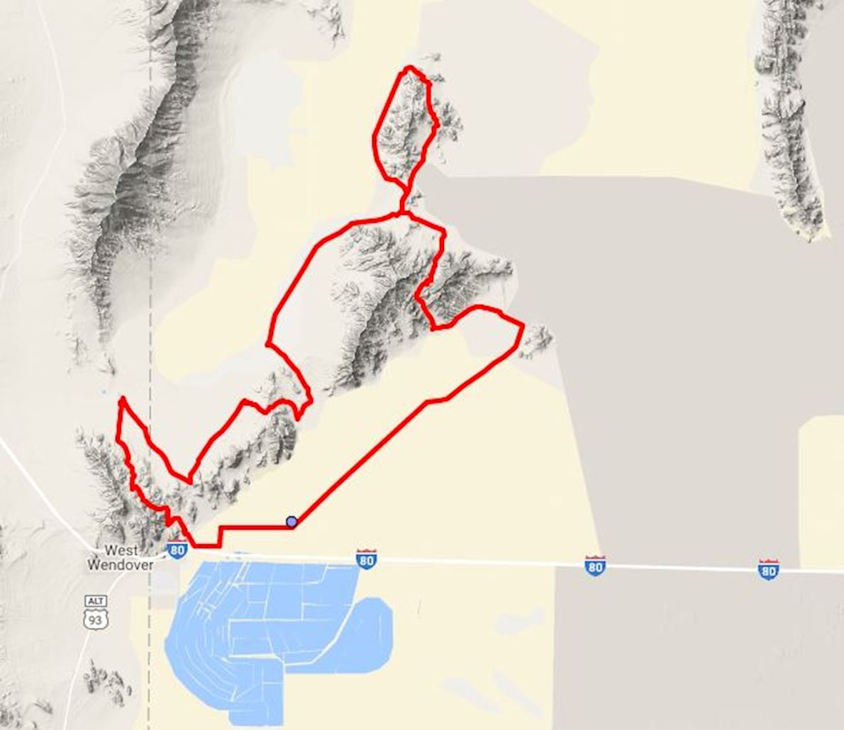 Salt Flats 100 Mile Endurance Run Route Map