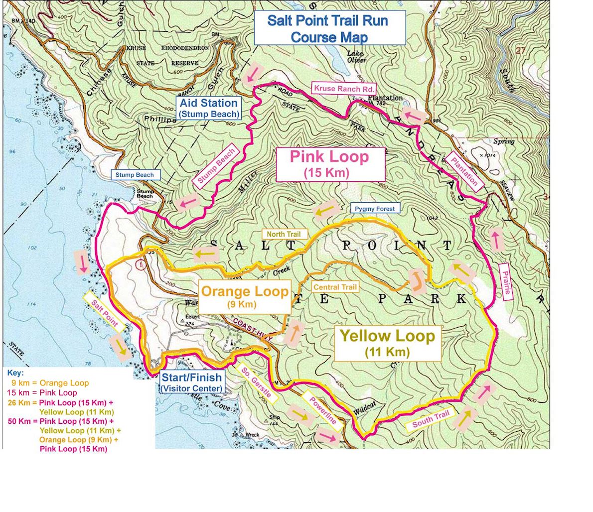 Salt Point Ultra Mappa del percorso