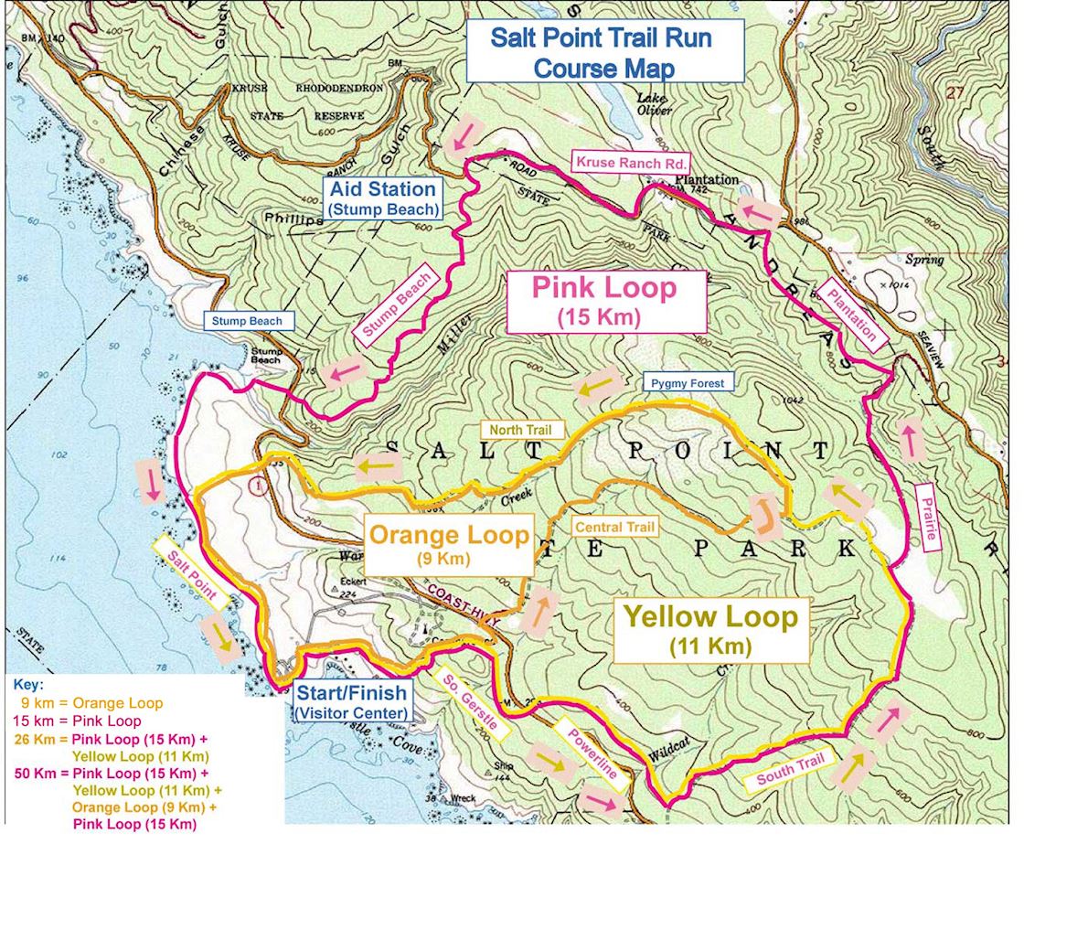 Salt Point Ultra MAPA DEL RECORRIDO DE