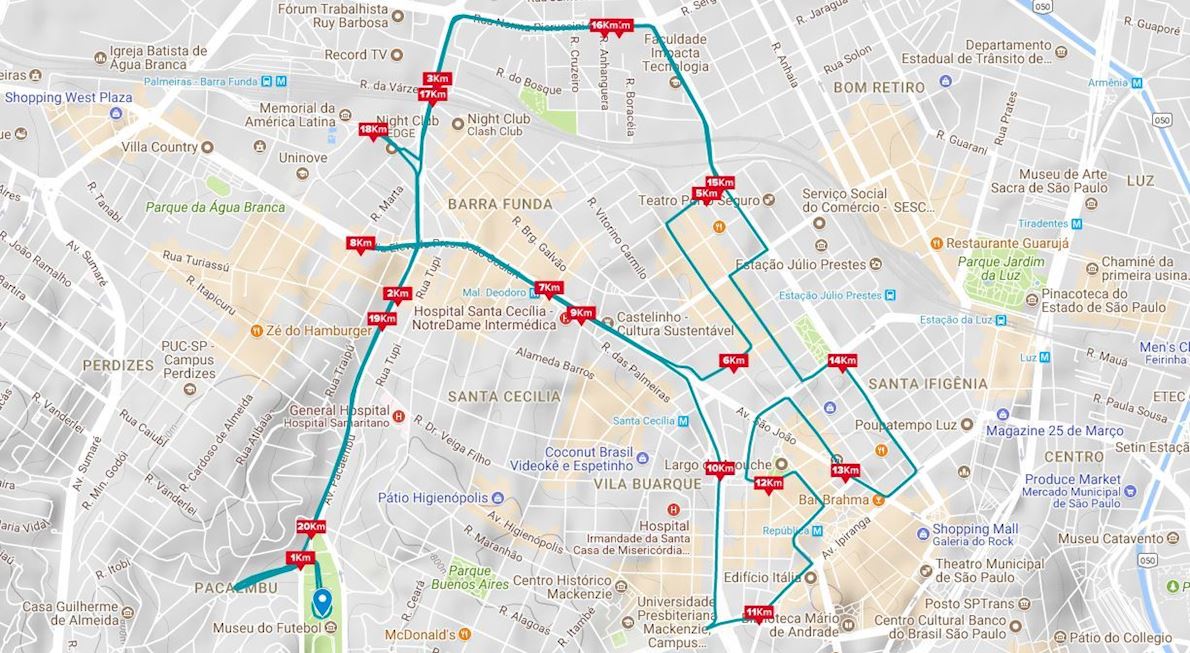 São Paulo International Marathon Routenkarte