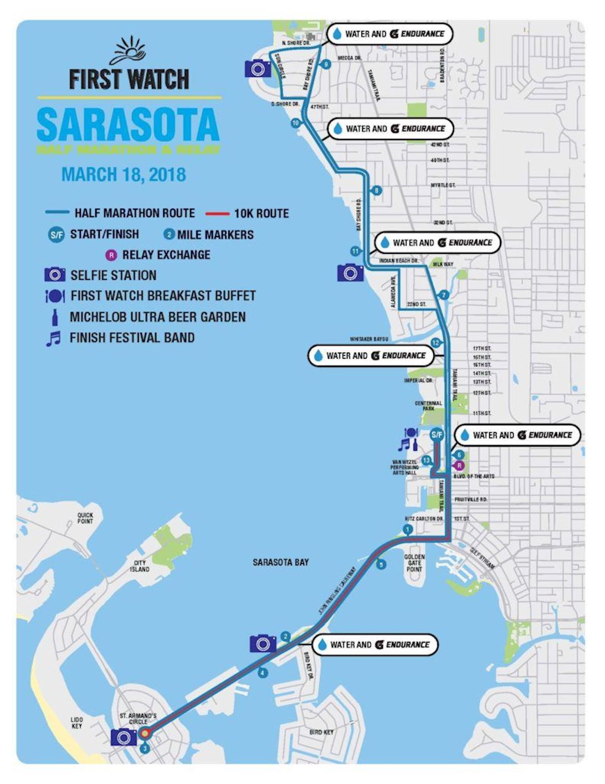 Sarasota Music Half Marathon Routenkarte