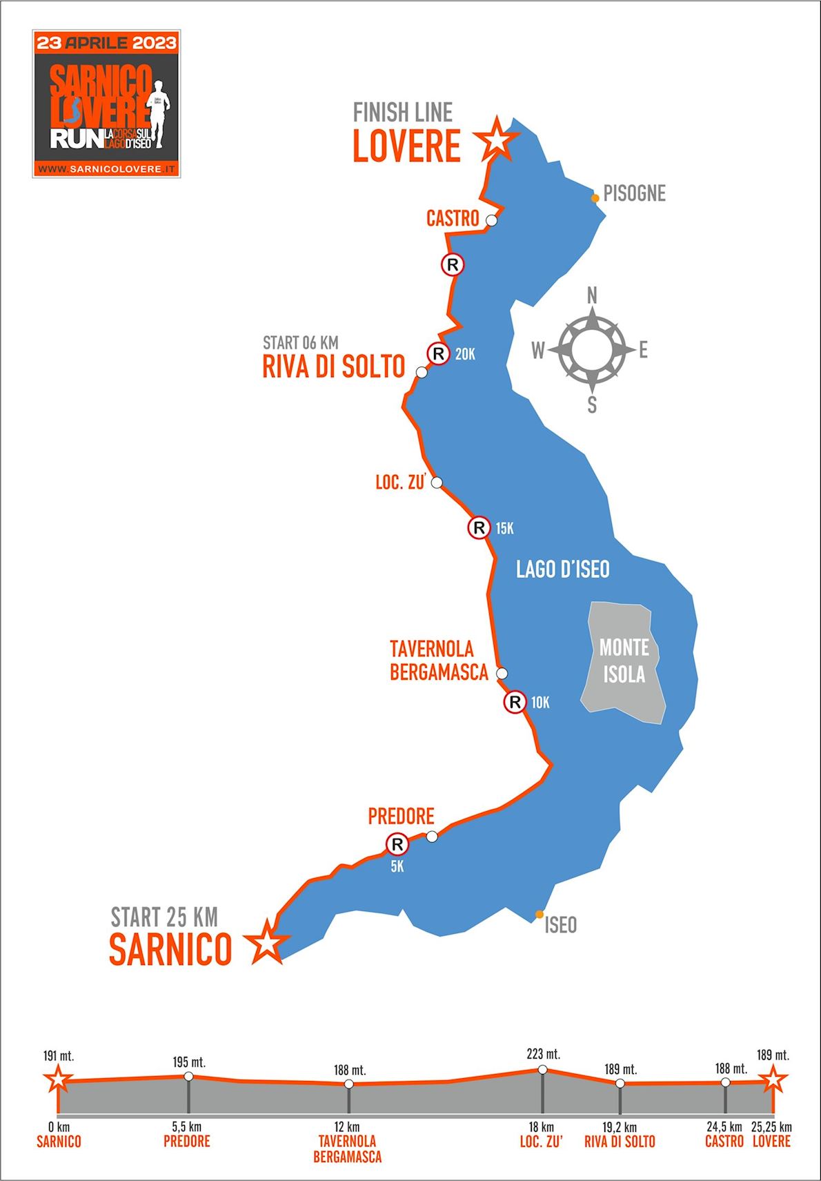 Sarnico Lovere Run Mappa del percorso