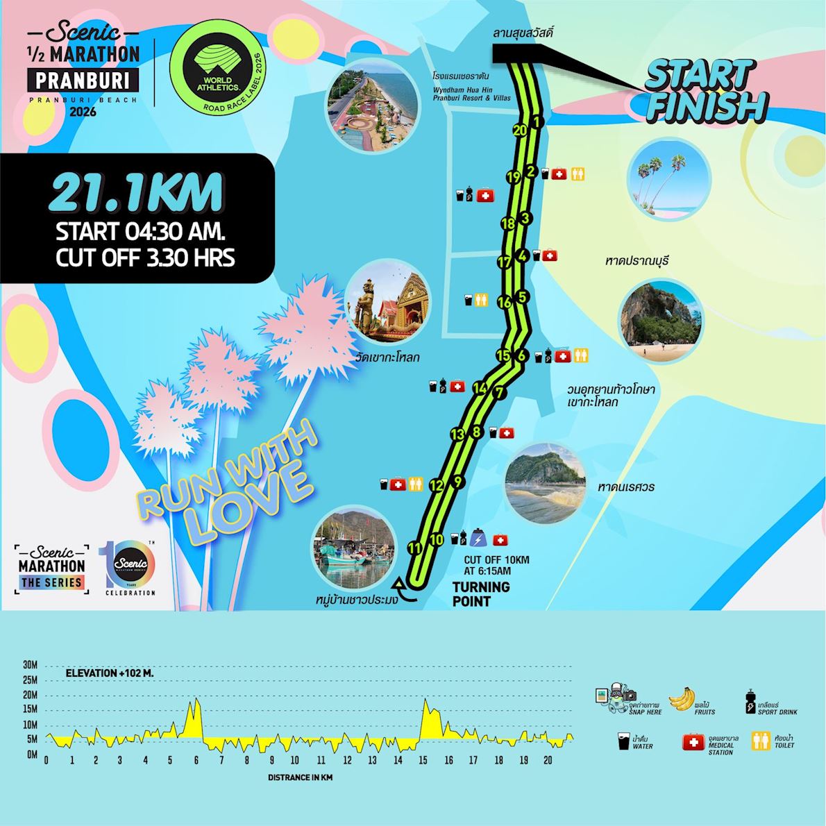 Scenic Half Marathon Pranburi Mappa del percorso