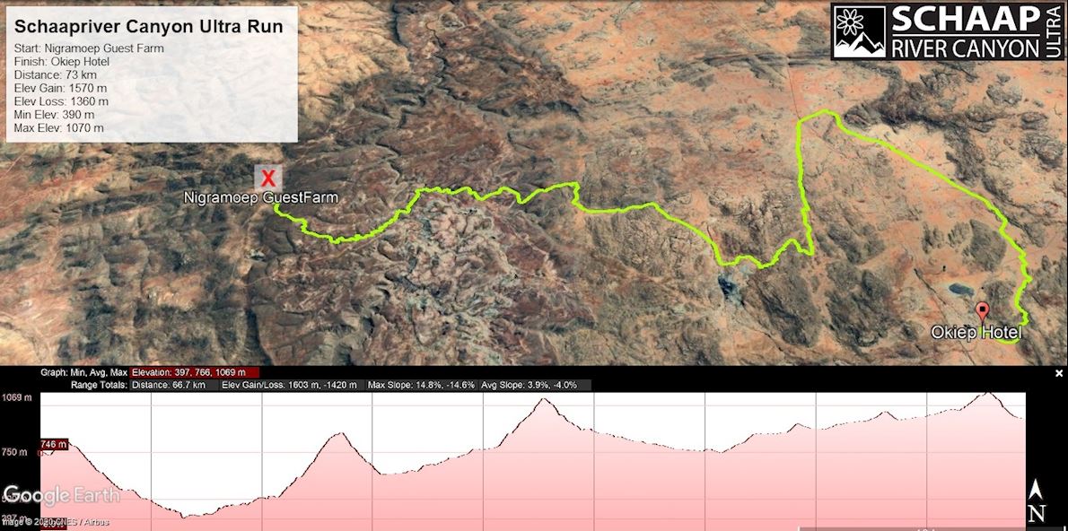 Schaap River Canyon Ultra MAPA DEL RECORRIDO DE