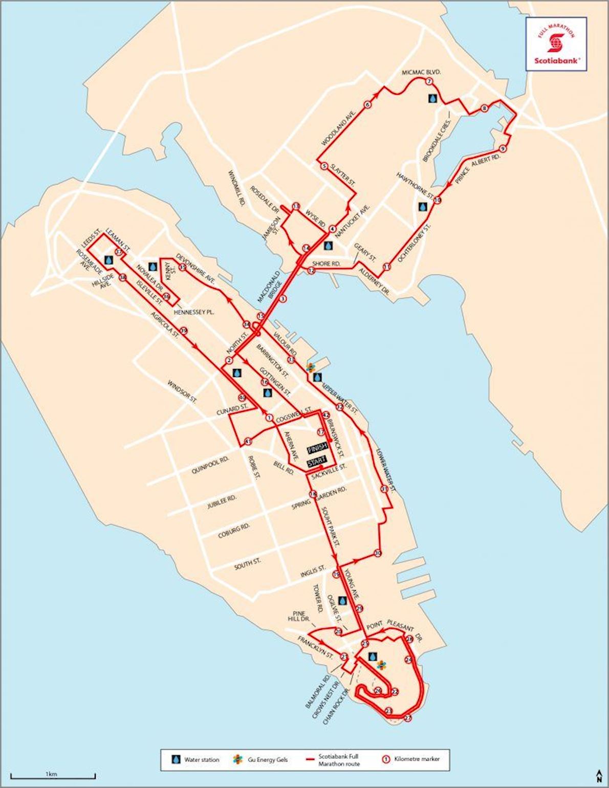 Blue Nose International Marathon Mappa del percorso