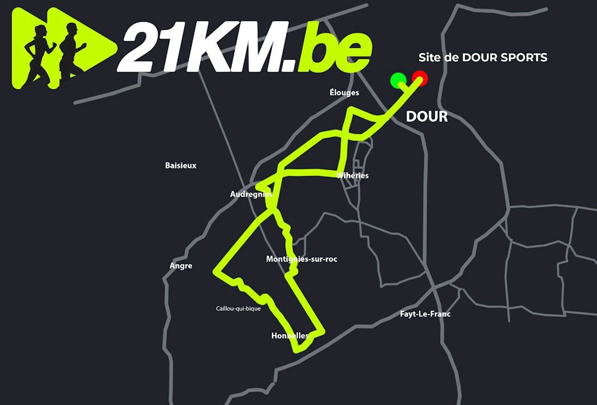 Half-Marathon Dour -  Hauts-Pays 21km International Mappa del percorso