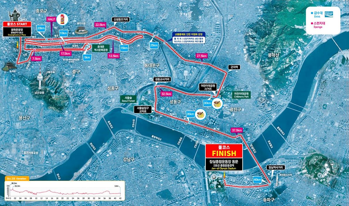 Seoul Marathon Mappa del percorso