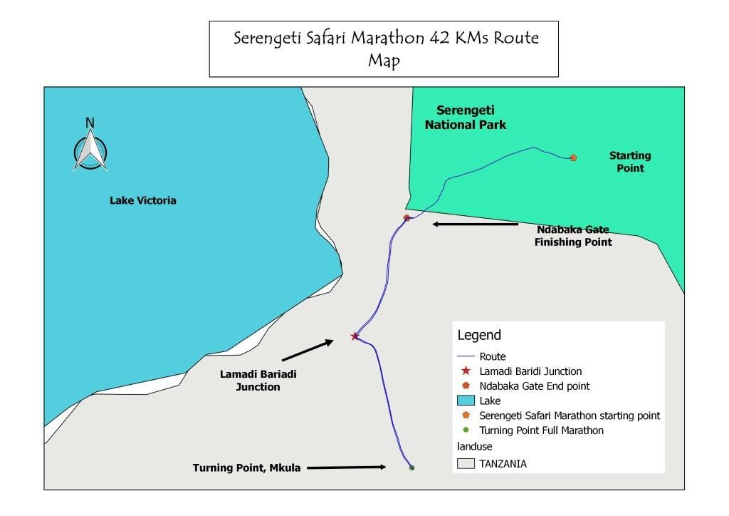 Serengeti Safari Marathon Routenkarte