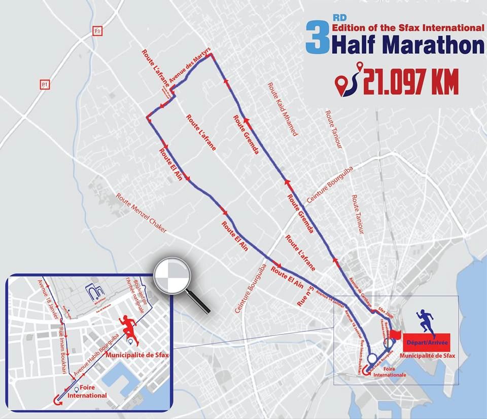 Sfax International Half Marathon Mappa del percorso