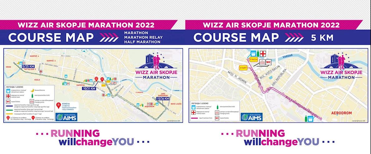 Wizz Air Skopje Marathon Mappa del percorso