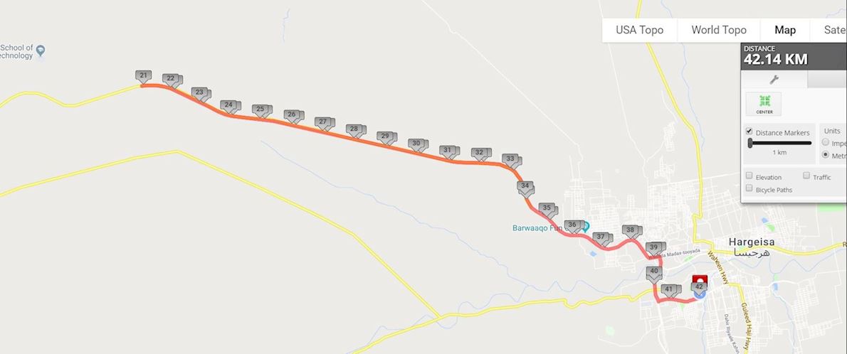 Somaliland Marathon and 10km races Route Map