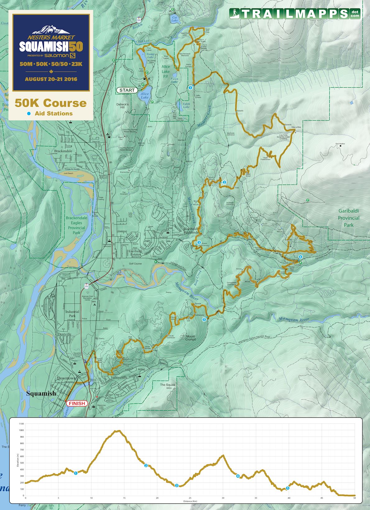 Squamish 50K Mappa del percorso