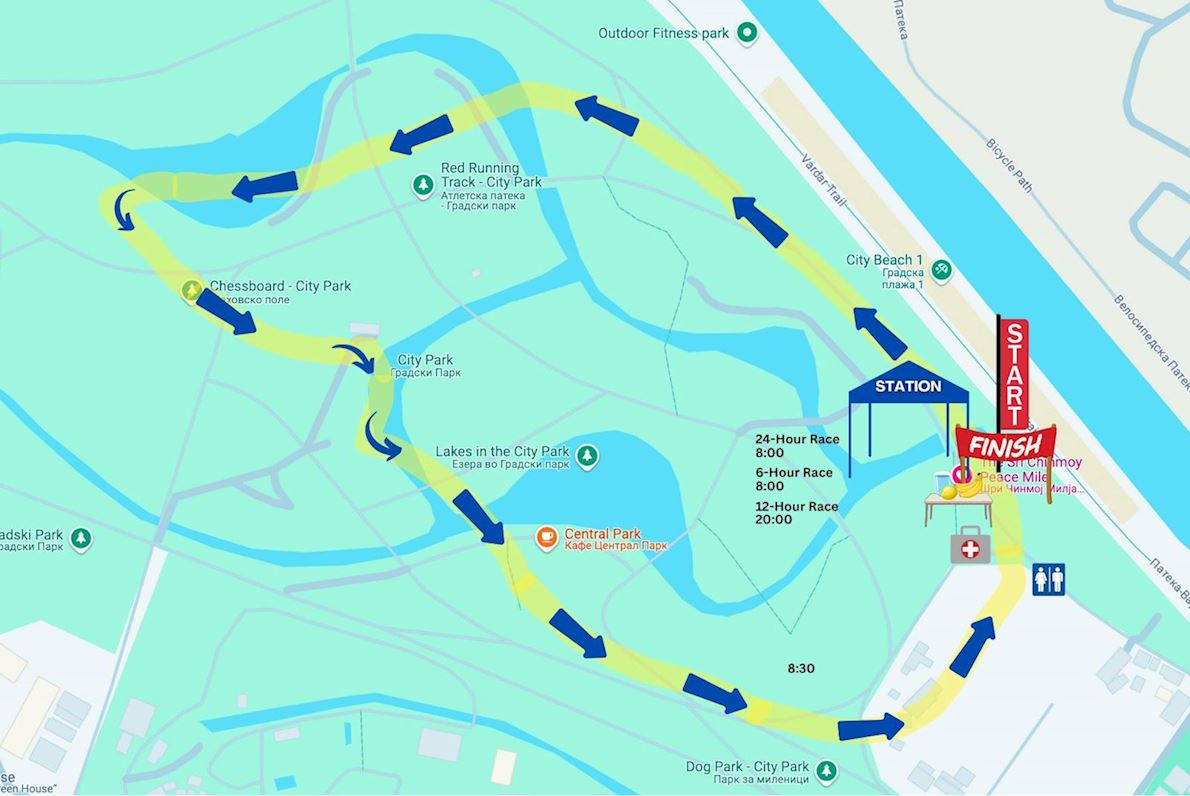 Sri Chinmoy 24-12-6 Hour Race Mappa del percorso