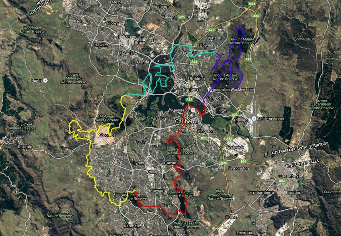 Sri Chinmoy Canberra Trail Ultra Mappa del percorso