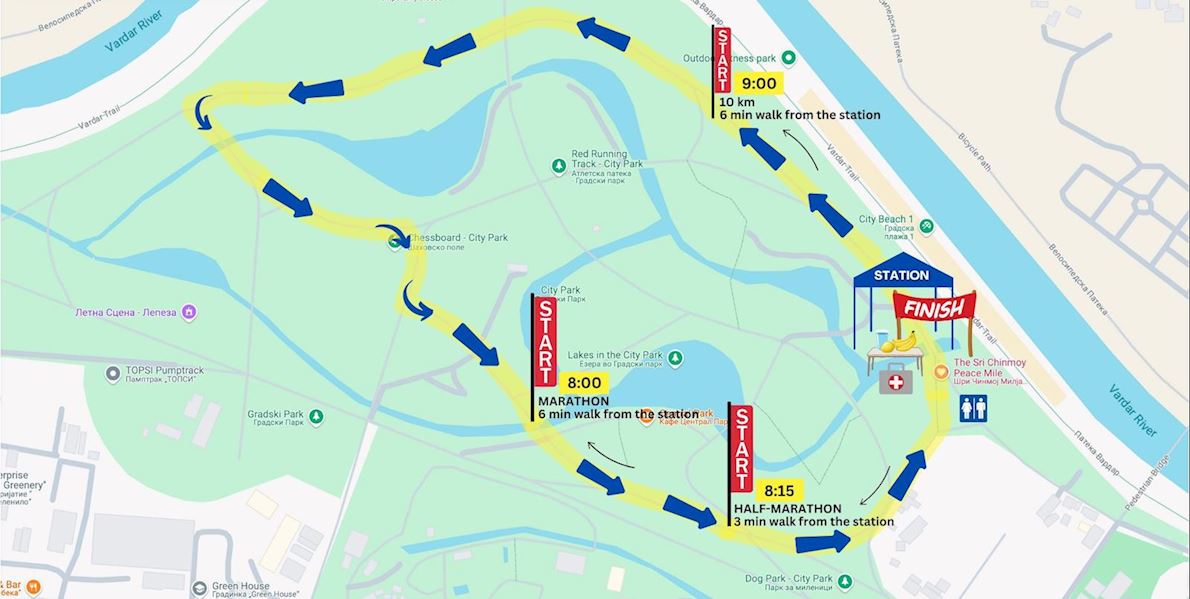 Sri Chinmoy Marathon Skopje ITINERAIRE