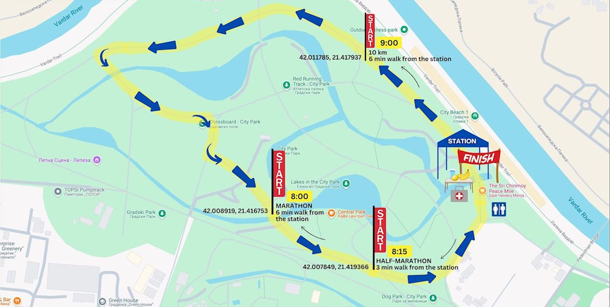 Sri Chinmoy Marathon Skopje Routenkarte