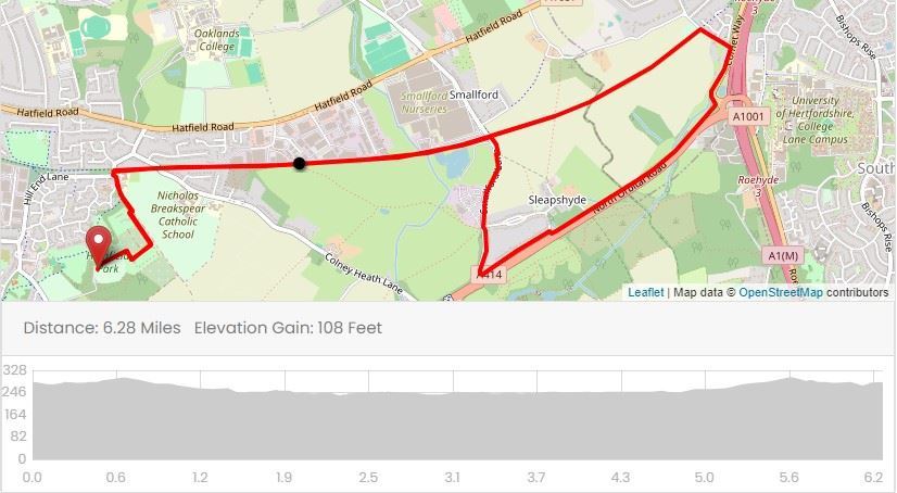 ATW St Albans New Years Eve 10K Routenkarte