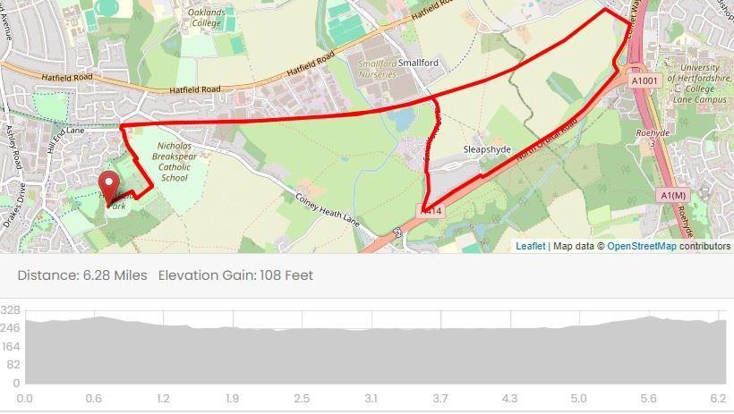 ATW St Albans Summer 10K MAPA DEL RECORRIDO DE