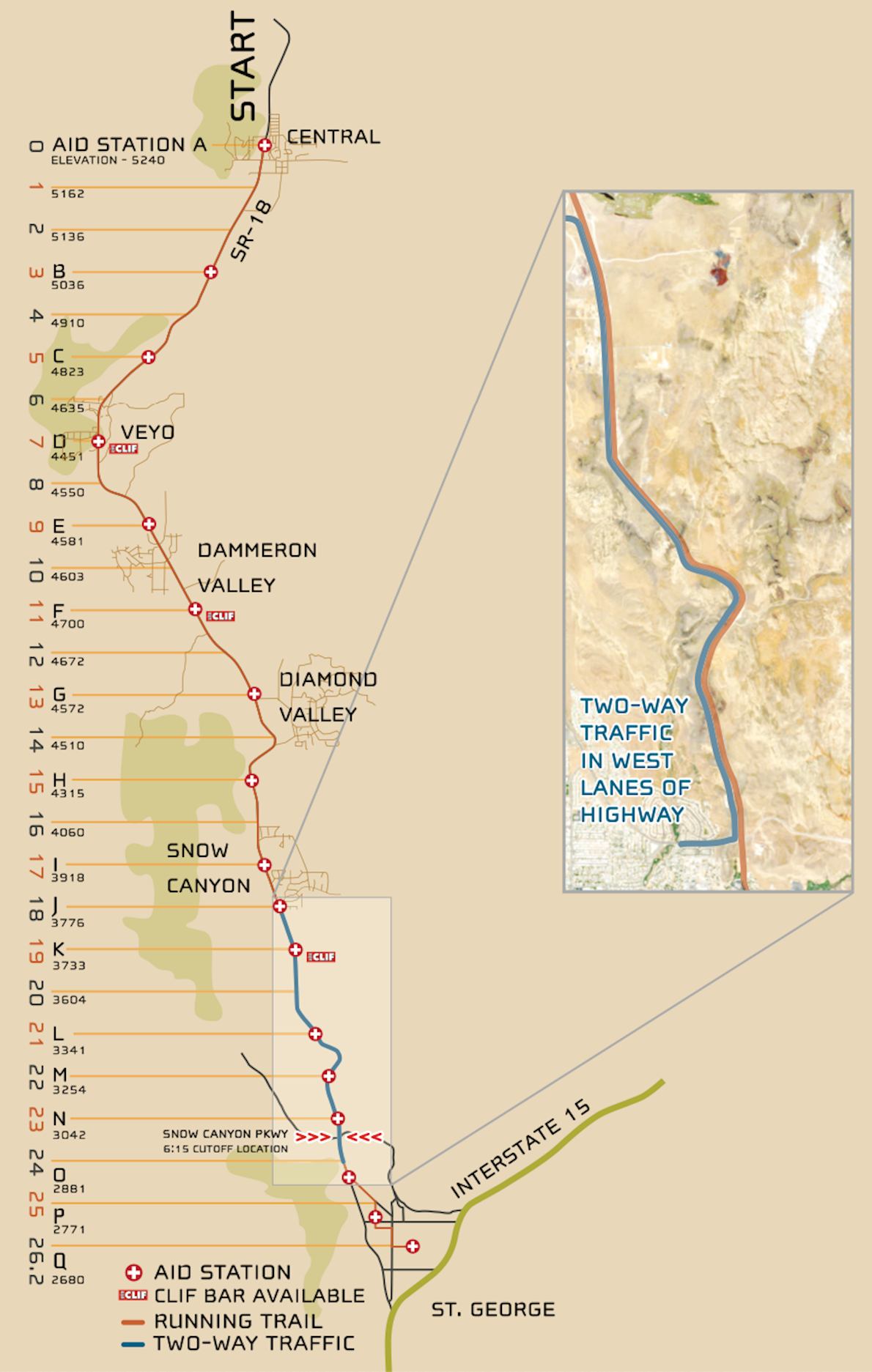 St. George Marathon Mappa del percorso