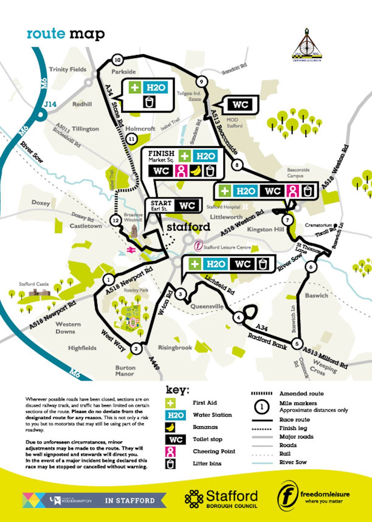 Stafford Half Marathon Route Map