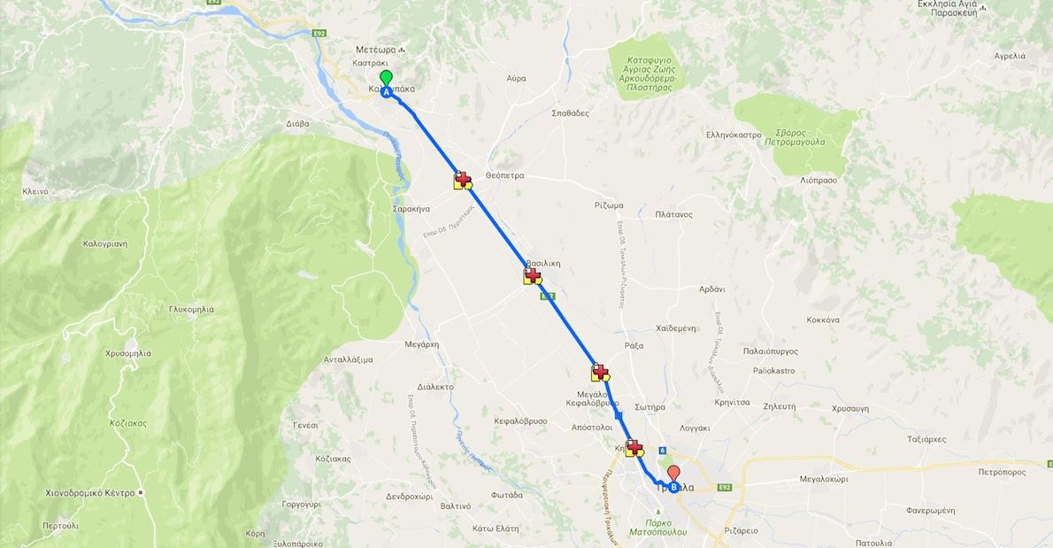 Trikala Half Marathon MAPA DEL RECORRIDO DE