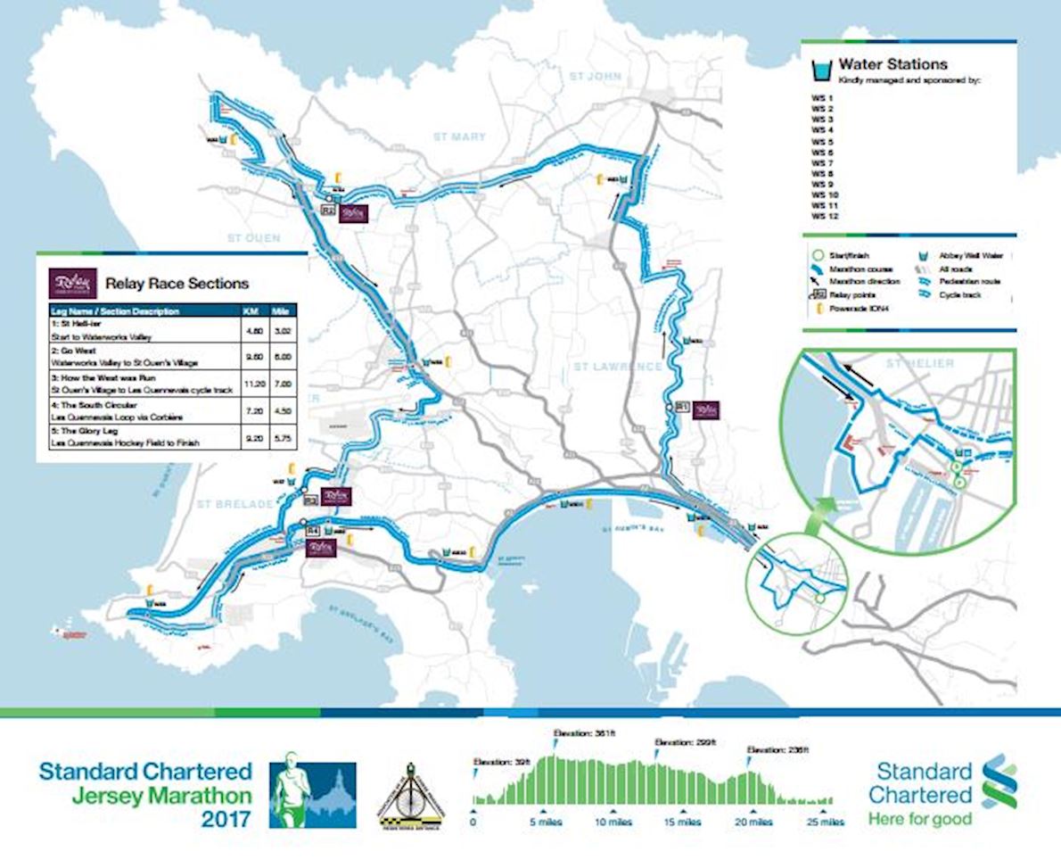 Standard Chartered Jersey Marathon Route Map