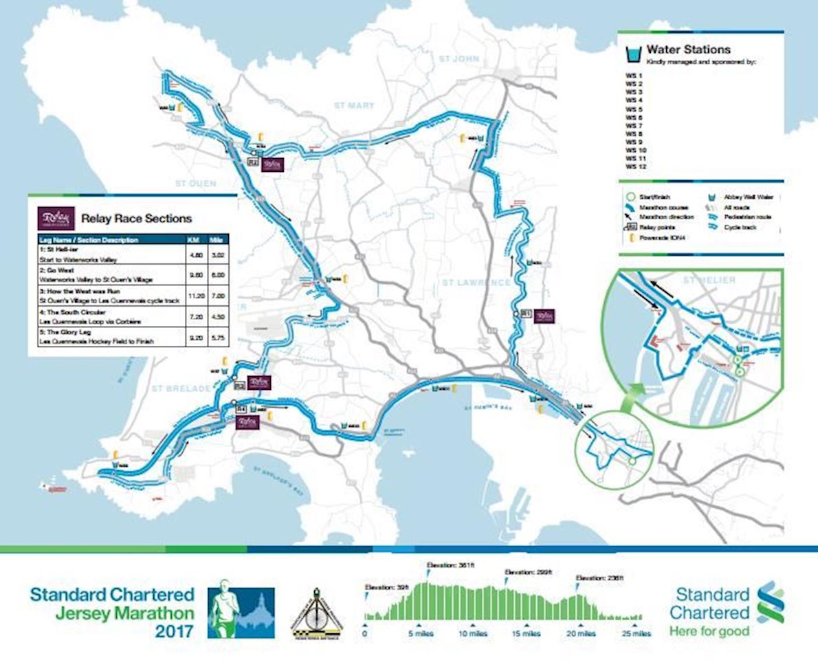 Standard Chartered Jersey Marathon Mappa del percorso