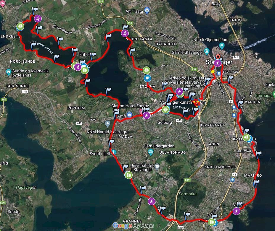Stavanger Marathon Mappa del percorso