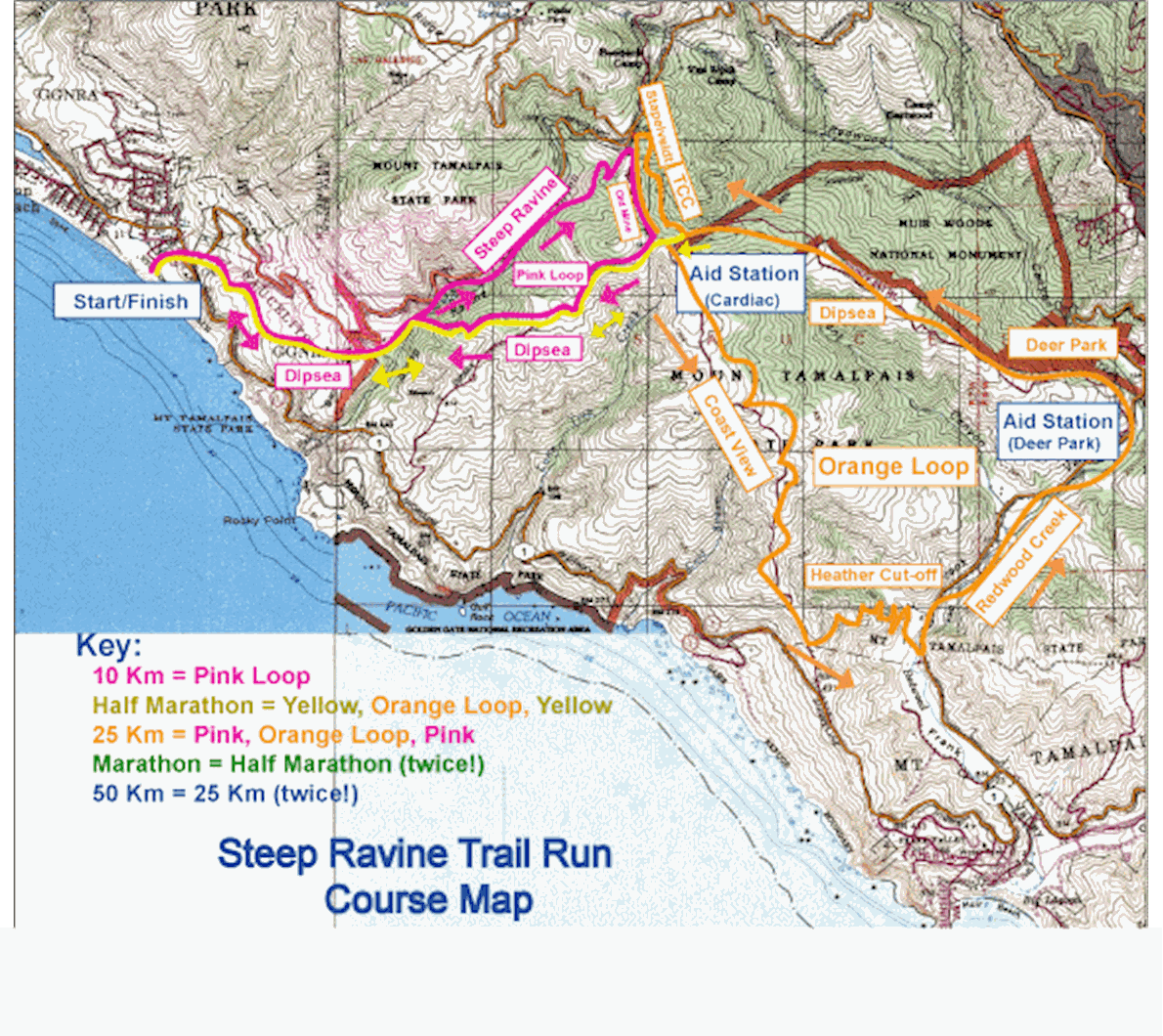 Steep Ravine Trail Run Route Map