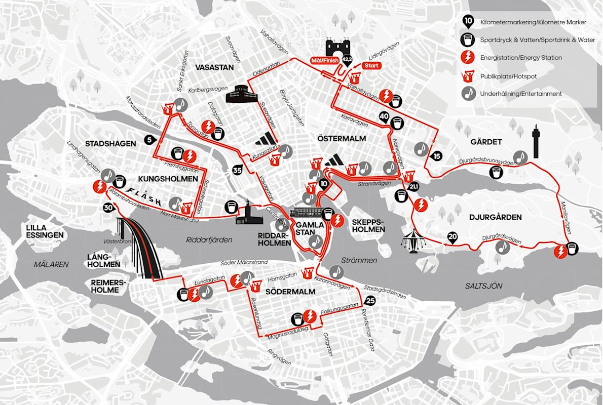 adidas Stockholm Marathon 路线图