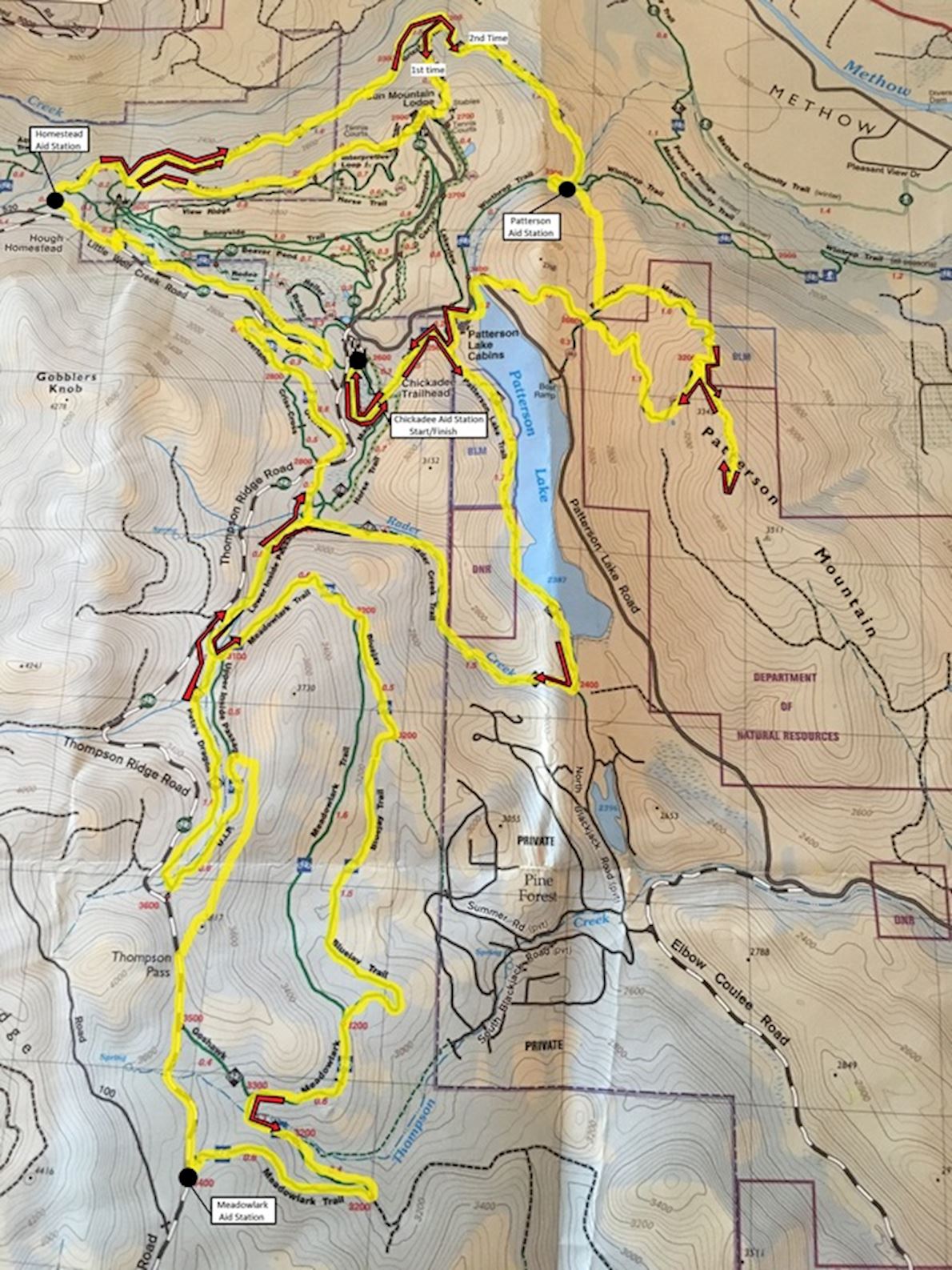 Sun Mountain 100K Route Map