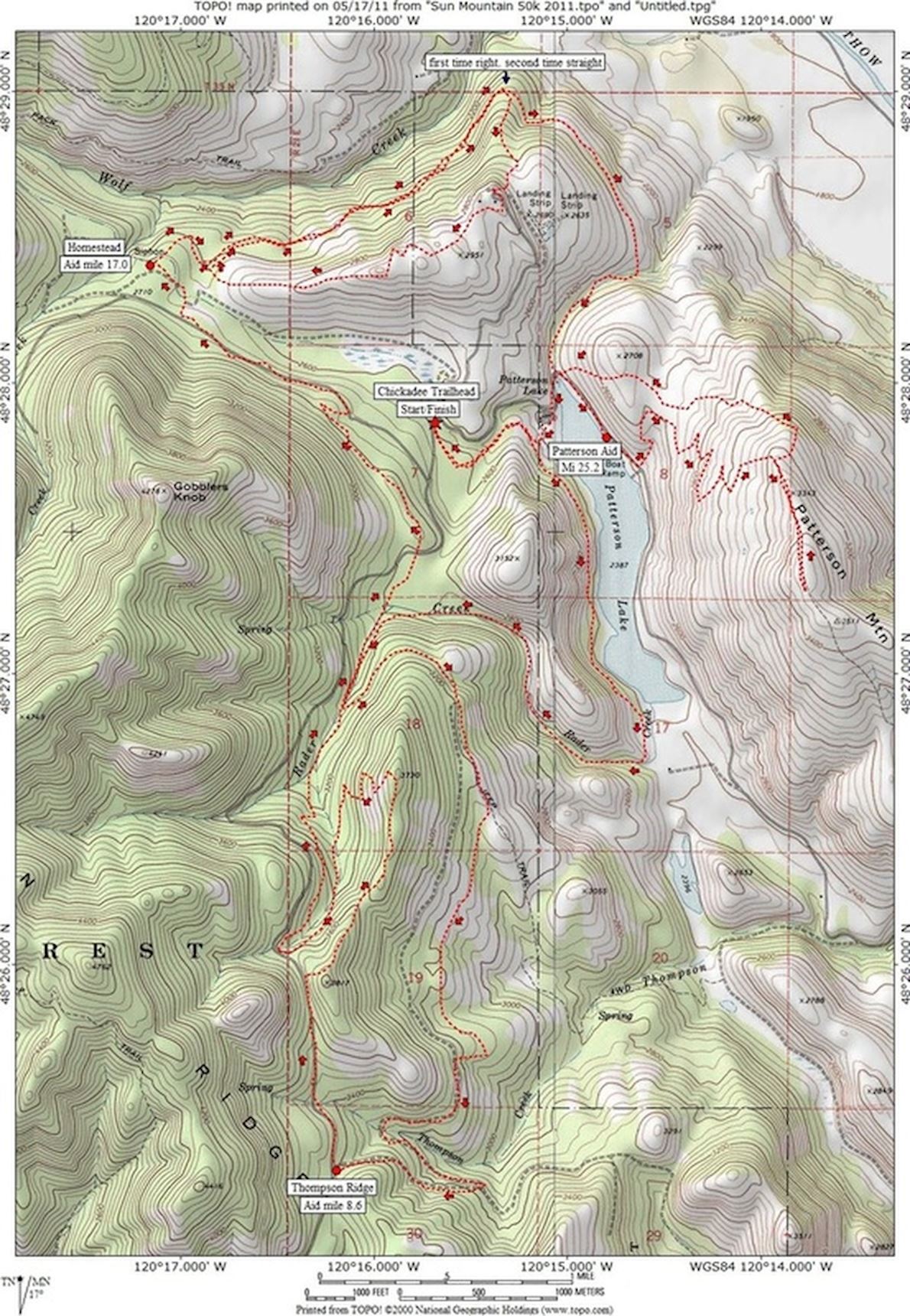 Sun Mountain 50K Route Map