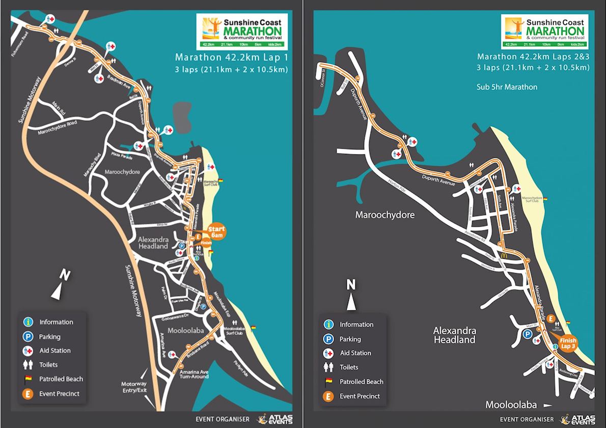 Sunshine Coast Marathon Festival Routenkarte
