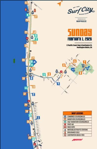 Surf City Marathon MAPA DEL RECORRIDO DE