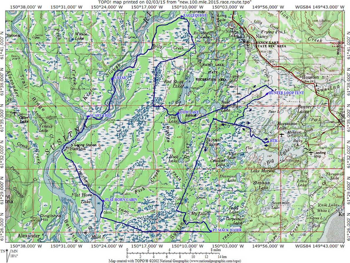 Susitna 100 Route Map