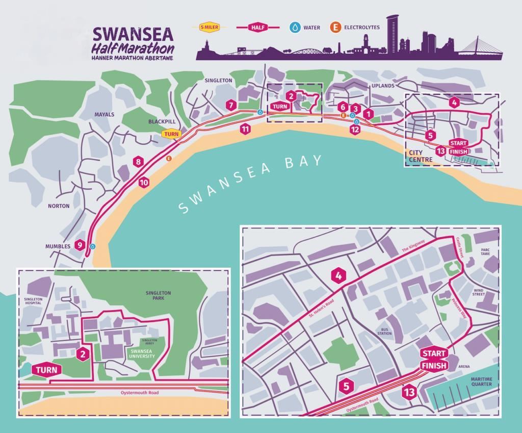Mizuno Swansea Half Marathon Routenkarte