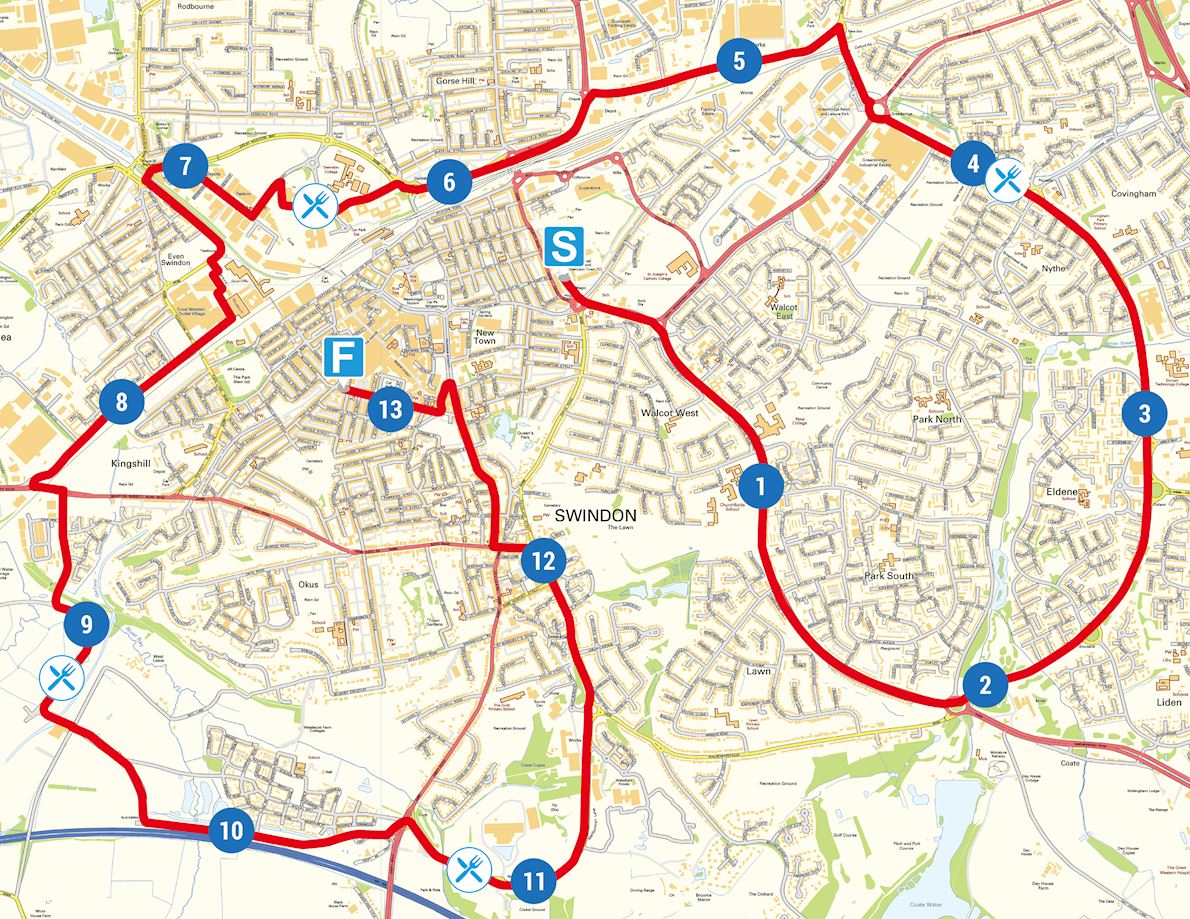 Swindon Half-Marathon Routenkarte