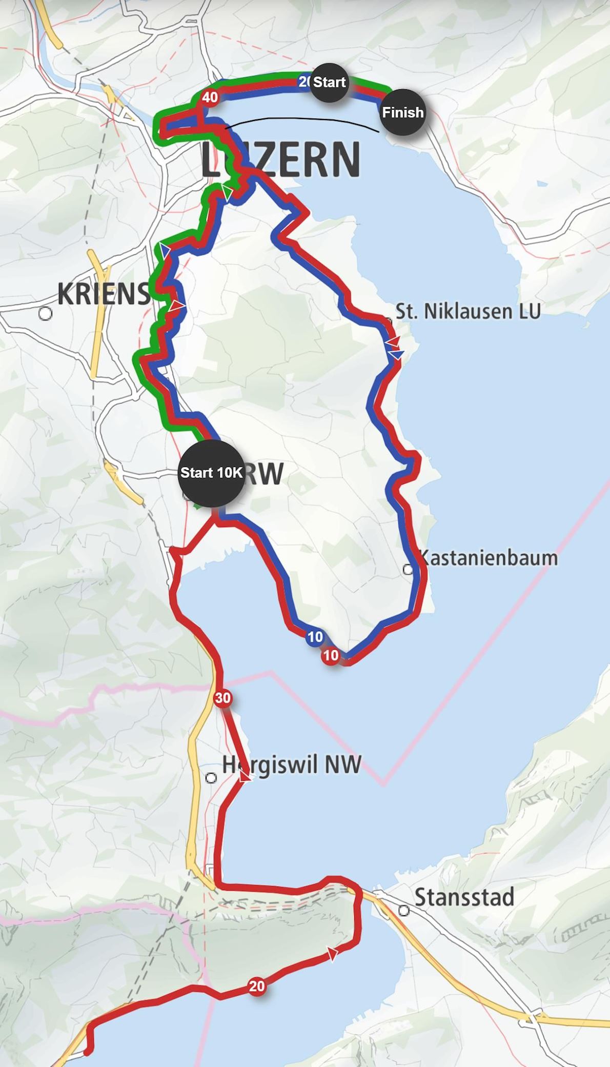 SwissCity Marathon – Lucerne Route Map