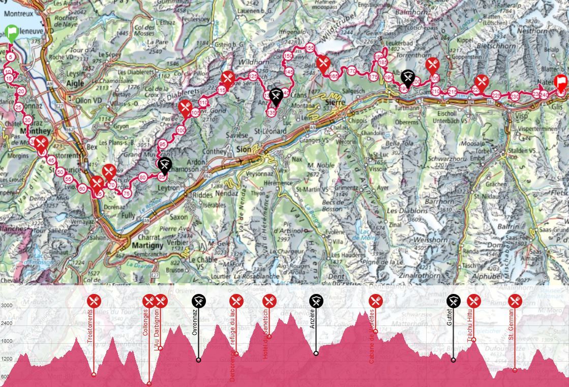 SwissPeaks Trail 路线图