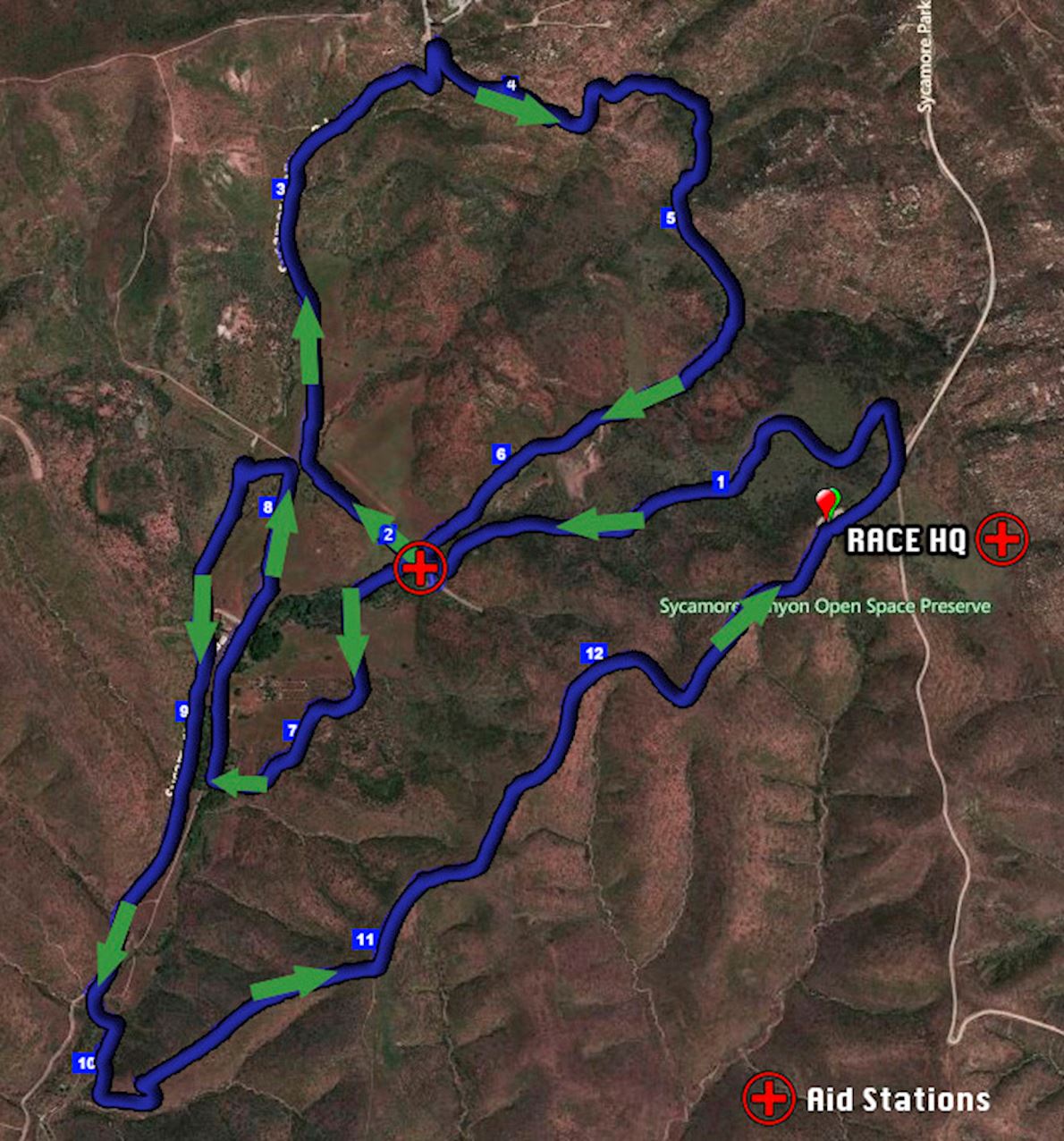 Sycamore Canyon 100k / 50K / Half 路线图