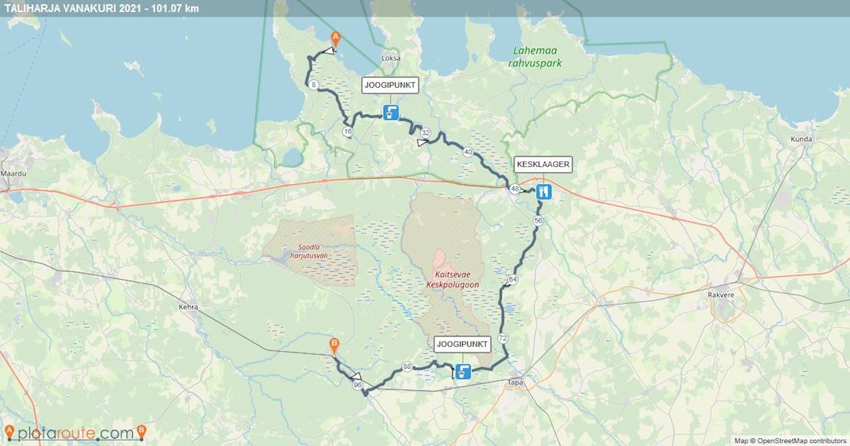 Taliharja Vanakuri - winter ultra endurance race Mappa del percorso