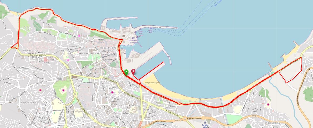 Tanger Marathon Mappa del percorso