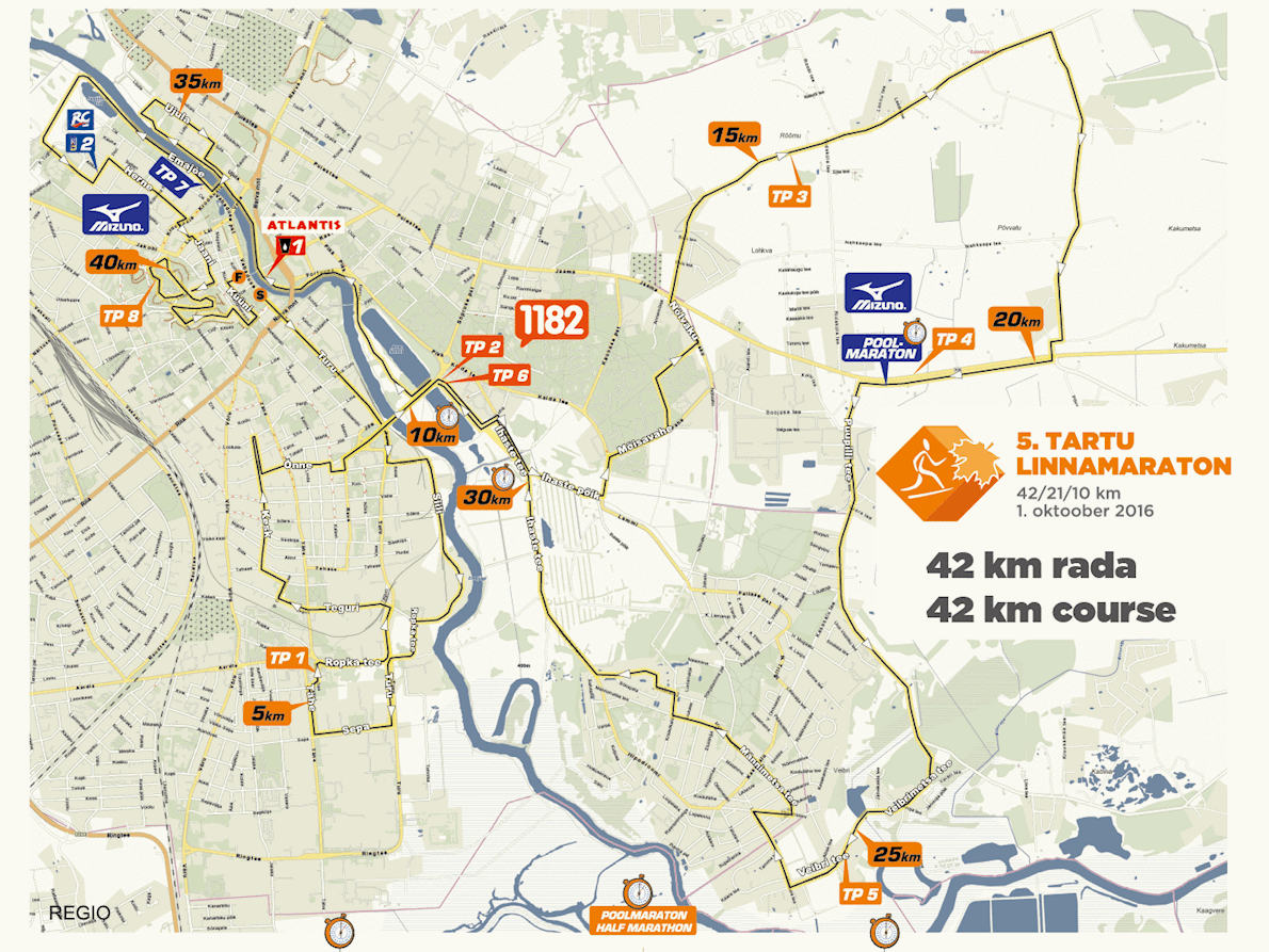 Tartu City Marathon MAPA DEL RECORRIDO DE